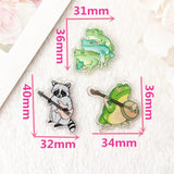 6Pcs Frog Charms Acrylic Banjo Raccoon DIY Making