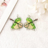 6Pcs Frog Charms Acrylic Banjo Raccoon DIY Making