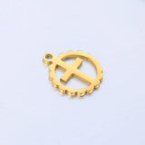 5pcs Stainless Steel Lace Round Jesus Crosses Pendant
