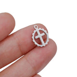 5pcs Stainless Steel Lace Round Jesus Crosses Pendant