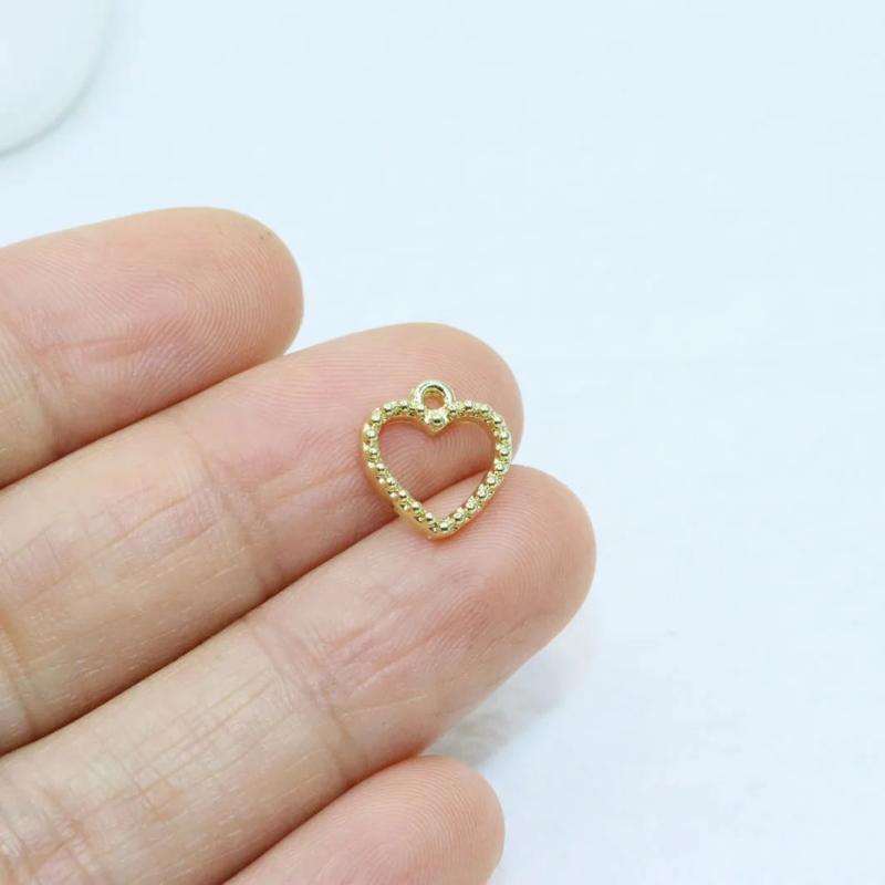 20pcs Mini Open Heart Charms Pendant Jewelry DIY Necklace 2 Colors