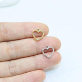 20pcs Mini Open Heart Charms Pendant Jewelry DIY Necklace 2 Colors