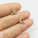 10pcs Earring Stud Connector Rhinestone Gold/Silver Plated Zinc Alloy