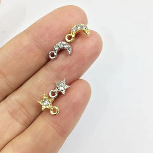 10pcs Earring Stud Connector Rhinestone Gold/Silver Plated Zinc Alloy