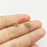 10pcs Earring Stud Connector Rhinestone Gold/Silver Plated Zinc Alloy