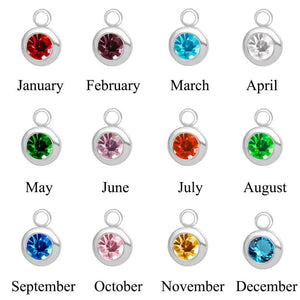 10pcs Stainless Steel Birthstone Charms Pendants Birth Crystal Stones