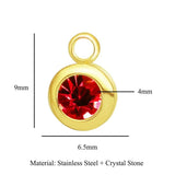10pcs Stainless Steel Birthstone Charms Pendants Birth Crystal Stones
