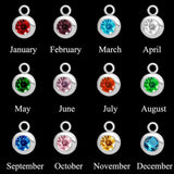 10pcs Stainless Steel Birthstone Charms Pendants Birth Crystal Stones