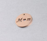 5pcs DIY 15mm Stainless Steel MOM Letter Round Pendant Mirror Polished Charm