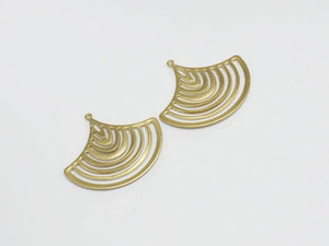 10pcs Brass Sun Charm, Dangling Earring Charms, Fan Shaped, Necklace Pendant