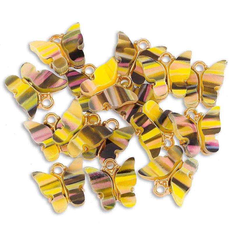 20Pcs Colorful Acrylic Butterfly Pendant for DIY Jewelry Making