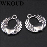 15pcs Silver Plated Heart with Angel Wings Charms for DIY Bracelet Necklace