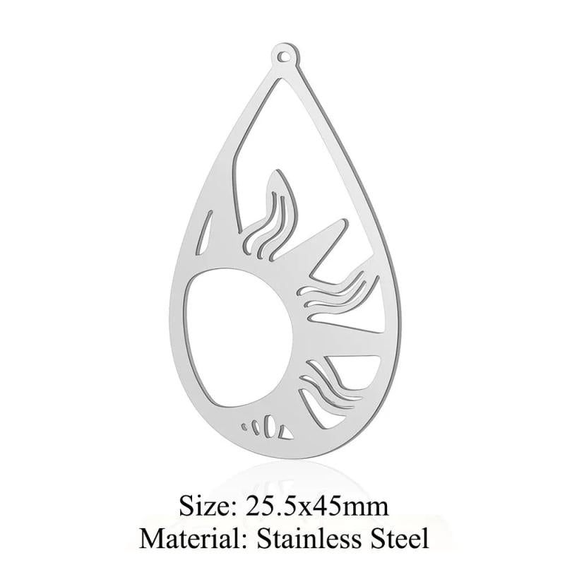 5pcs Stainless Steel Star Moon DIY Charms Necklace Pendant