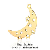 5pcs Stainless Steel Star Moon DIY Charms Necklace Pendant