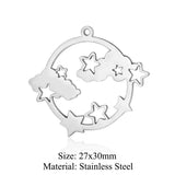 5pcs Stainless Steel Star Moon DIY Charms Necklace Pendant