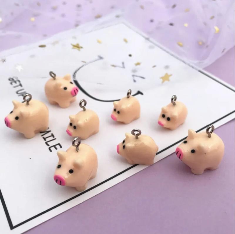 Resin Pig Charms Earrings Pendant DIY 10 PCs