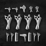 Silver Plated Hair Dryer Scissors Comb Charms for Jewelry Making