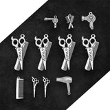 Silver Plated Hair Dryer Scissors Comb Charms for Jewelry Making