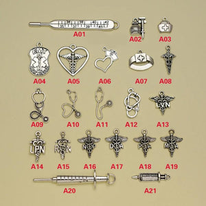 Antique Silver Plated Nurse Doctor Charms Ambulance Collection Medical Pendants