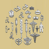 Antique Silver Plated Nurse Doctor Charms Ambulance Collection Medical Pendants