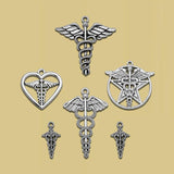 Antique Silver Plated Nurse Doctor Charms Ambulance Collection Medical Pendants