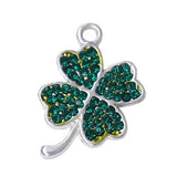 Alloy Green Enamel Crystal 4 Clover Charm DIY Bracelet Necklace