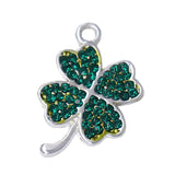 Alloy Green Enamel Crystal 4 Clover Charm DIY Bracelet Necklace