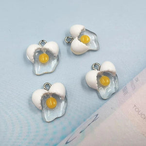 10pcs Mini Egg Yolk Resin Charms for DIY Jewelry Key Chain Pendant C920