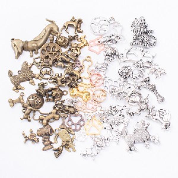 50g Hot Metal Mixed Charm Animal Dog Antique Bronze Bracelet Necklace DIY