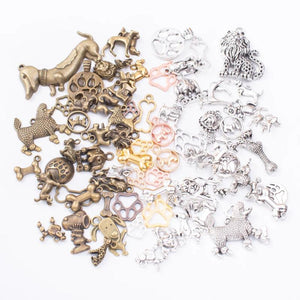 50g Hot Metal Mixed Charm Animal Dog Antique Bronze Bracelet Necklace DIY