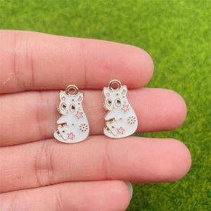 20Pcs Enamel Cat Charms for Jewelry Making DIY Pendants Earrings Necklaces