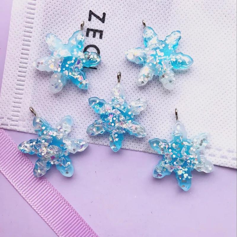 Resin Snow Necklace Charms DIY Decorations Hanging Pendant Key Chain Earring