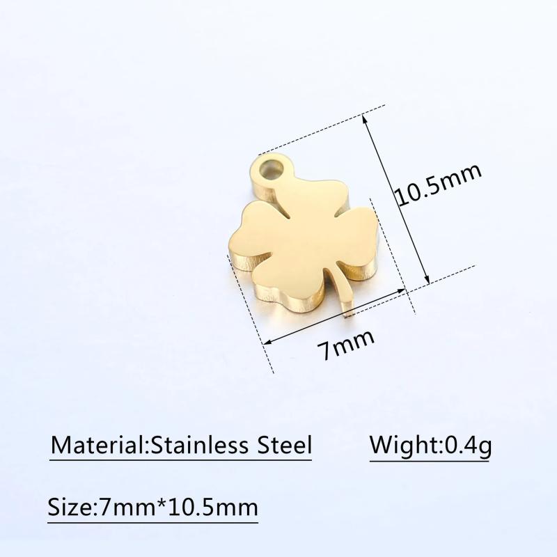 5pcs Stainless Steel Lucky Clover Flower Pendants Necklaces Charms