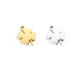 5pcs Stainless Steel Lucky Clover Flower Pendants Necklaces Charms