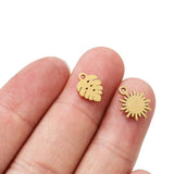 20Pcs Stainless Steel Sun Flower Leaf Charms for DIY Bracelet Necklace