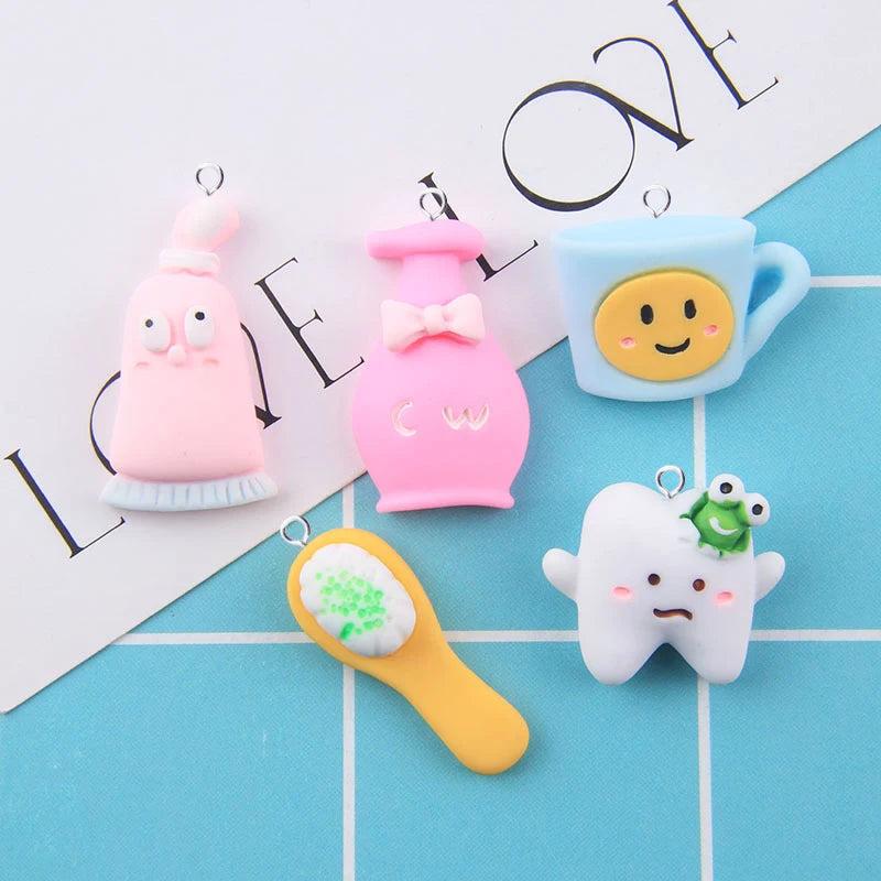 10Pcs Tooth Cup Toothpaste Resin Charms for Jewelry Making DIY Earrings
