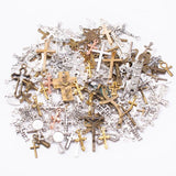 50g Hot Metal Cross Mixed Charm Pendant Antique Bronze DIY Jewelry Making