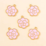20Pcs Peony Camellia Flower Enamel Pendants for DIY Jewelry Making
