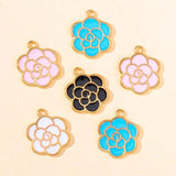 20Pcs Peony Camellia Flower Enamel Pendants for DIY Jewelry Making