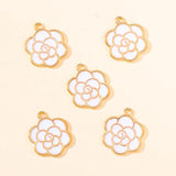 20Pcs Peony Camellia Flower Enamel Pendants for DIY Jewelry Making