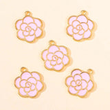20Pcs Peony Camellia Flower Enamel Pendants for DIY Jewelry Making