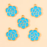 20Pcs Peony Camellia Flower Enamel Pendants for DIY Jewelry Making