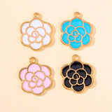 20Pcs Peony Camellia Flower Enamel Pendants for DIY Jewelry Making