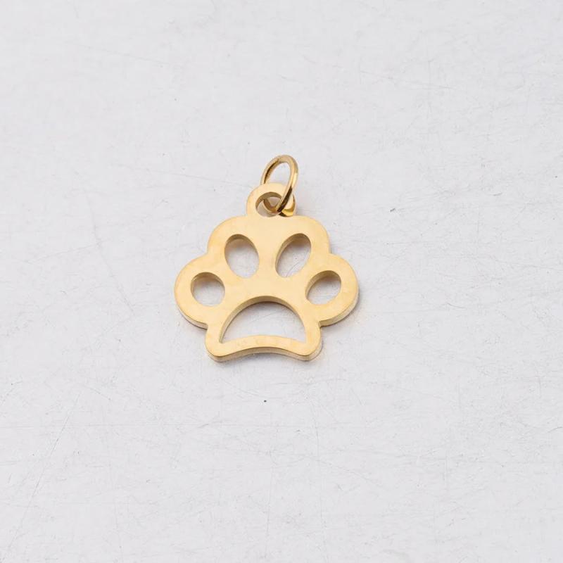 5pcs Stainless Steel Animal Footprint Charm Pendants Beads Bulk Jewelry Findings