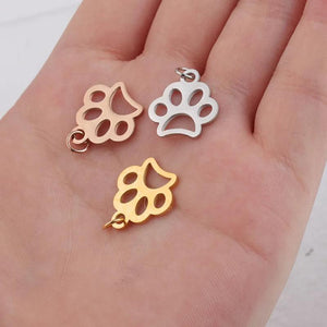 5pcs Stainless Steel Animal Footprint Charm Pendants Beads Bulk Jewelry Findings