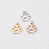 5pcs Stainless Steel Animal Footprint Charm Pendants Beads Bulk Jewelry Findings