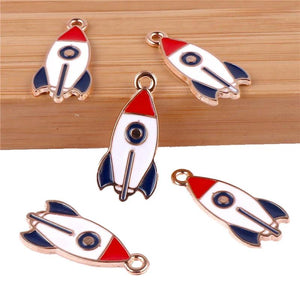 12pcs Astronaut Universe Rocket Enamel Charm Jewelry Making Earring Pendant