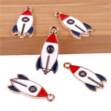 12pcs Astronaut Universe Rocket Enamel Charm Jewelry Making Earring Pendant
