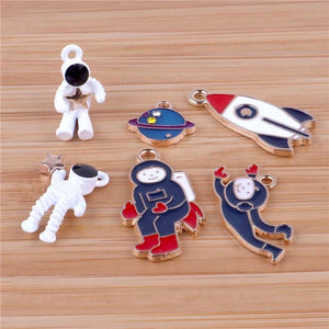 12pcs Astronaut Universe Rocket Enamel Charm Jewelry Making Earring Pendant