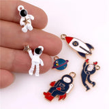 12pcs Astronaut Universe Rocket Enamel Charm Jewelry Making Earring Pendant